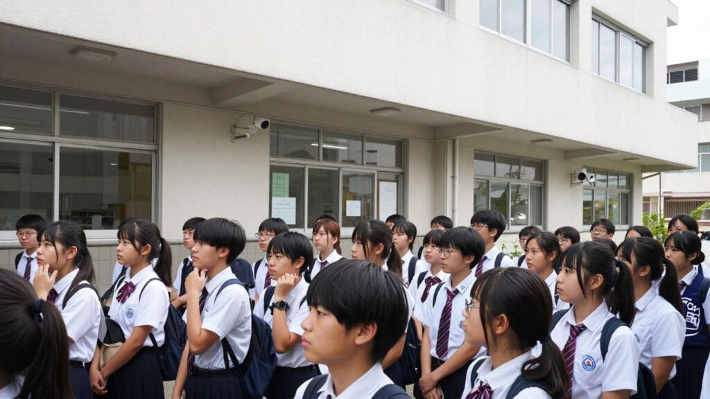 熊本市の学校、防犯カメラと生徒たち