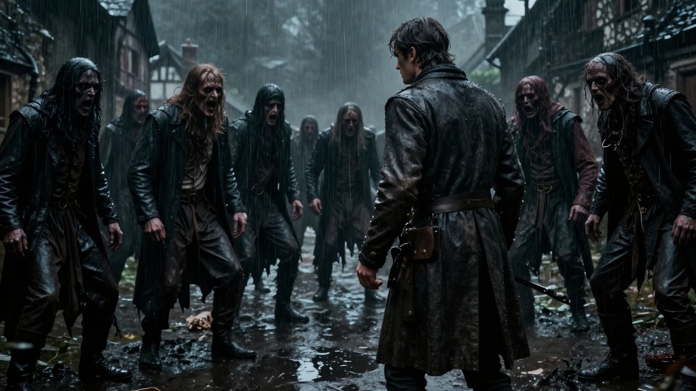 レオンが村人と対峙するバイオハザード RE:4のキービジュアル