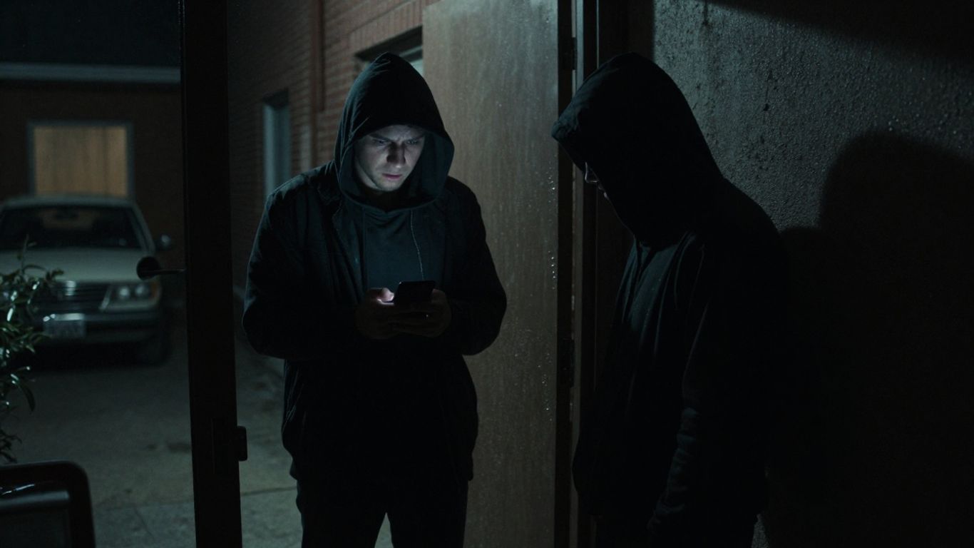 容疑者のスマホと不審な影